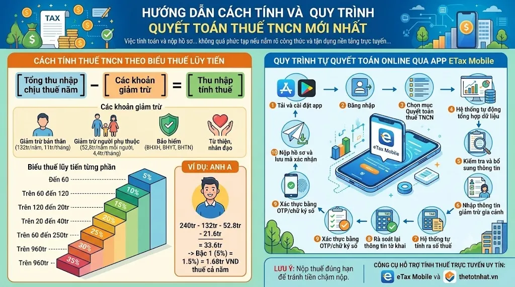 Hướng dẫn cách tính và quy trình quyết toán thuế TNCN mới nhất