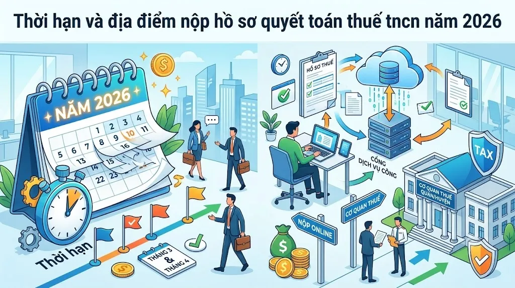 Thời hạn và địa điểm nộp hồ sơ quyết toán thuế TNCN năm 2026