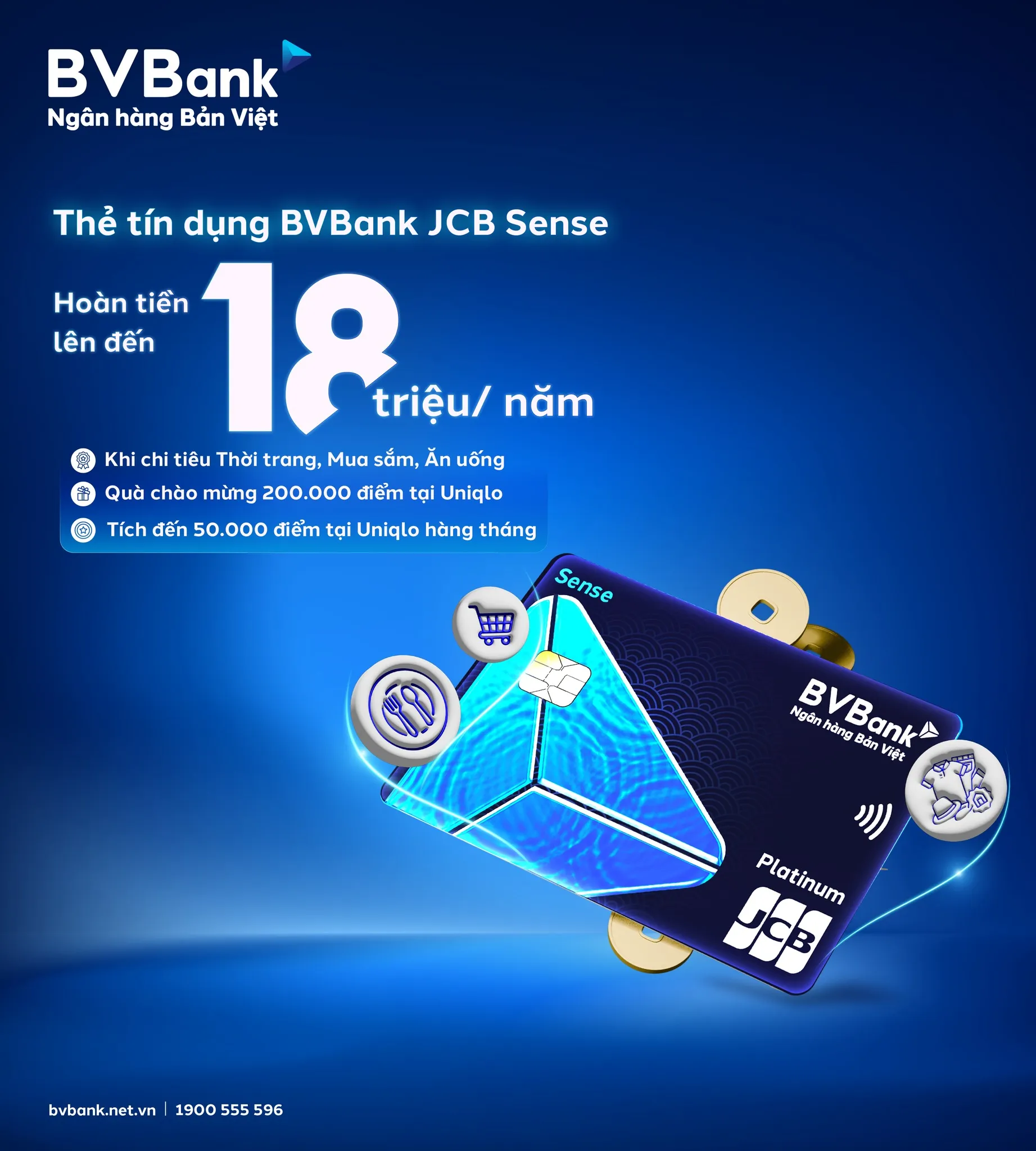 Ưu đãi thẻ tín dụng Thẻ tín dụng BVBank JCB Sense - Miễn phí phòng chờ sân bay, Giảm đến 50% tại mọi lĩnh vực