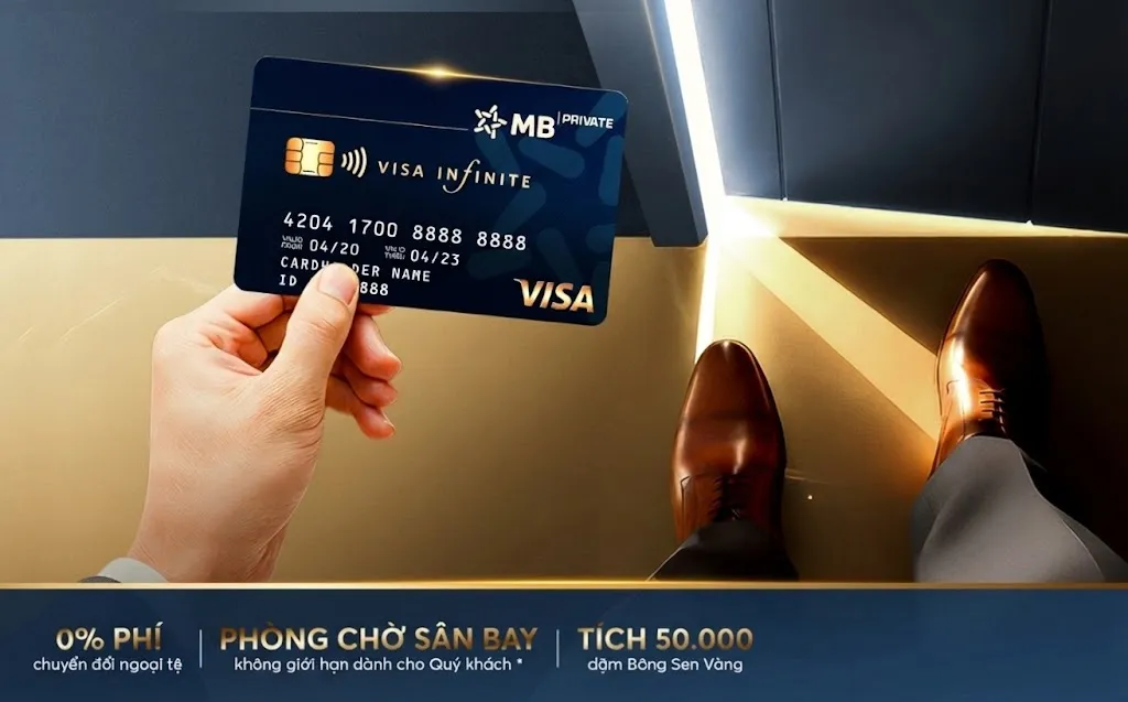 Ưu đãi thẻ tín dụng Thẻ tín dụng Quốc tế MB Visa Infinite - Miễn phí phòng chờ sân bay, Tích lũy dặm bay mỗi giao dịch