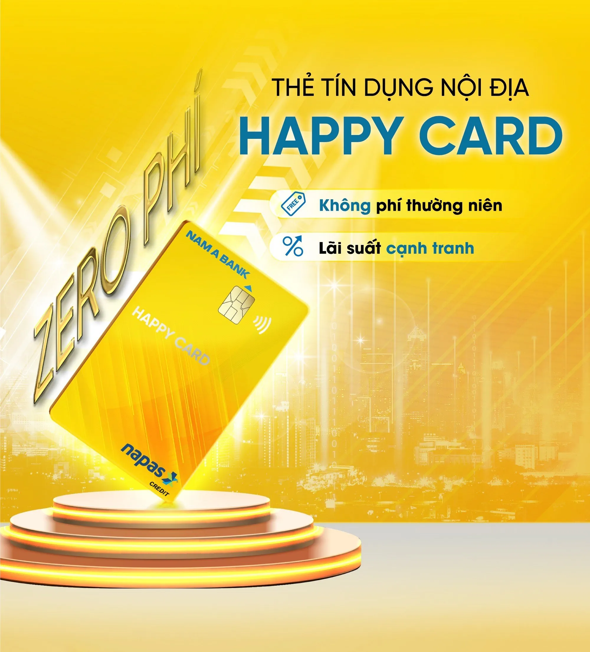 Ưu đãi thẻ tín dụng Thẻ tín dụng nội địa happy card gold - Rút tiền mặt 100% hạn mức, Miễn phí rút tiền mặt tại ATM