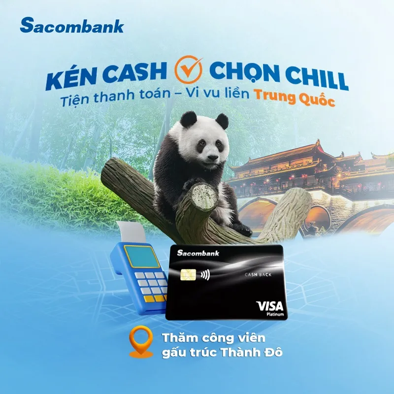 Ưu đãi thẻ tín dụng Thẻ tín dụng Sacombank Visa Platinum Cashback - Hoàn tiền 5% mọi chi tiêu, Bảo hiểm du lịch đến 11,6 tỷ đồng