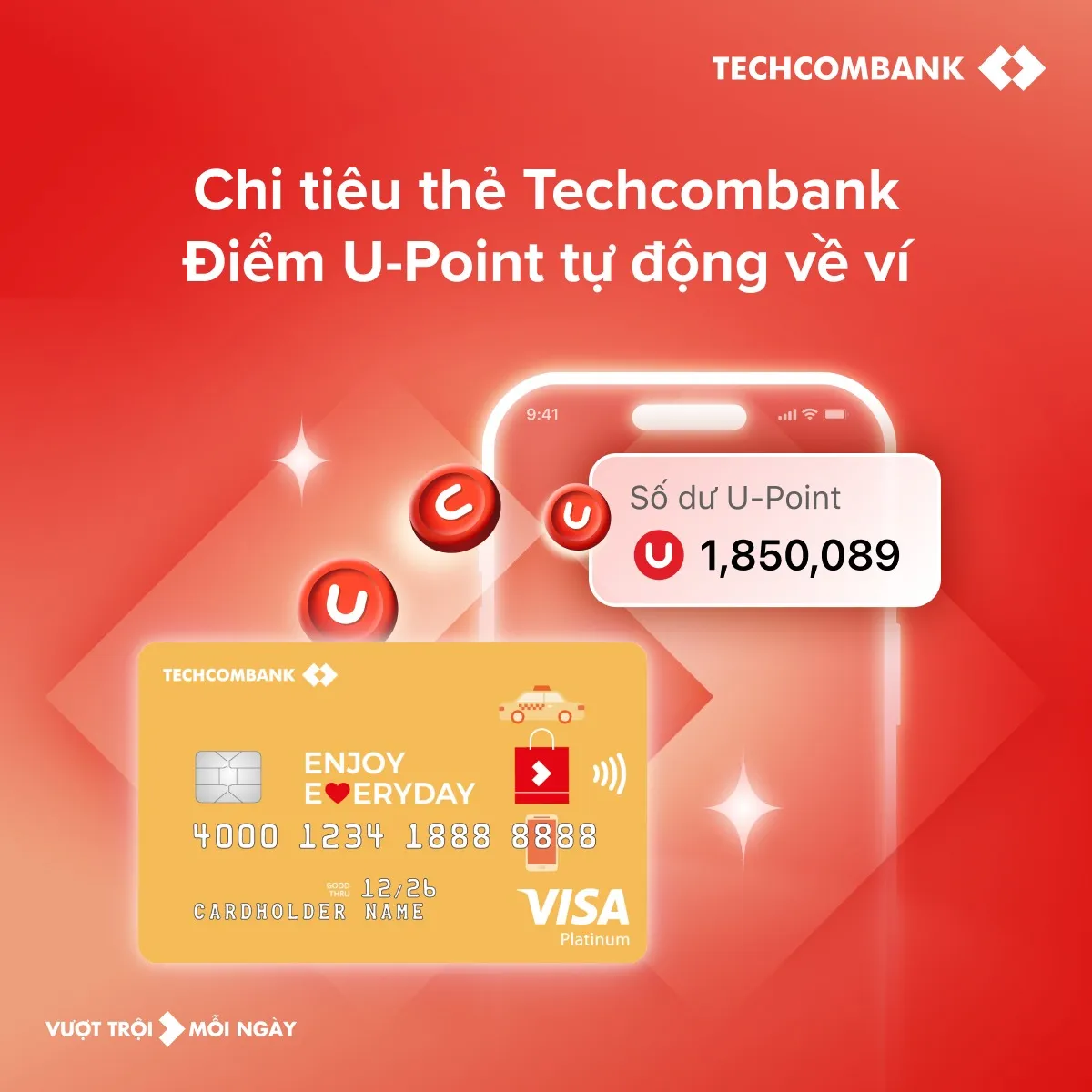Ưu đãi thẻ tín dụng Thẻ tín dụng Techcombank Everyday - Tích điểm 8% mọi chi tiêu, Miễn phí thường niên theo điều kiện