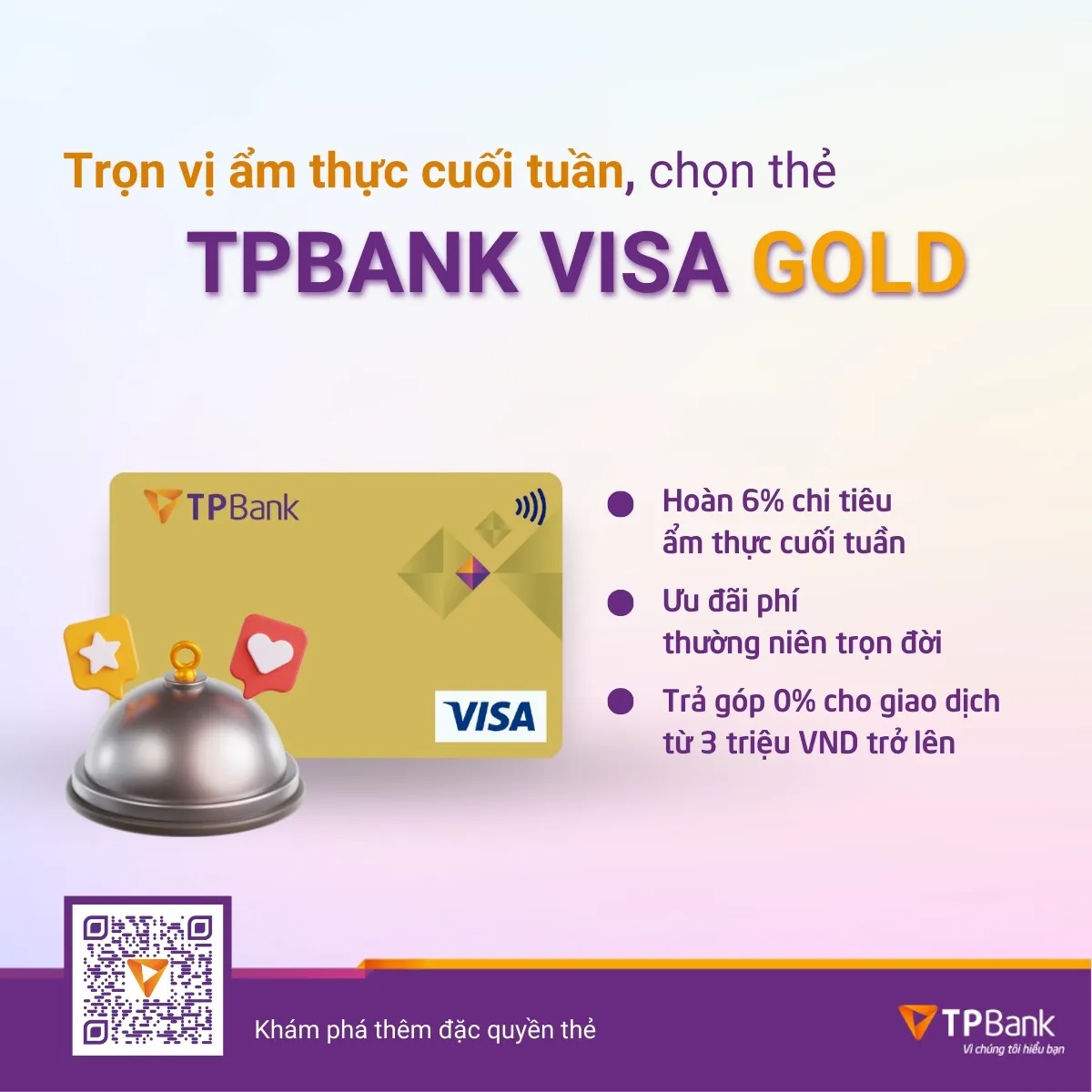 Ưu đãi thẻ tín dụng Thẻ tín dụng quốc tế TPBank Visa Gold - Trả góp 0% lãi suất, Miễn phí thường niên theo điều kiện