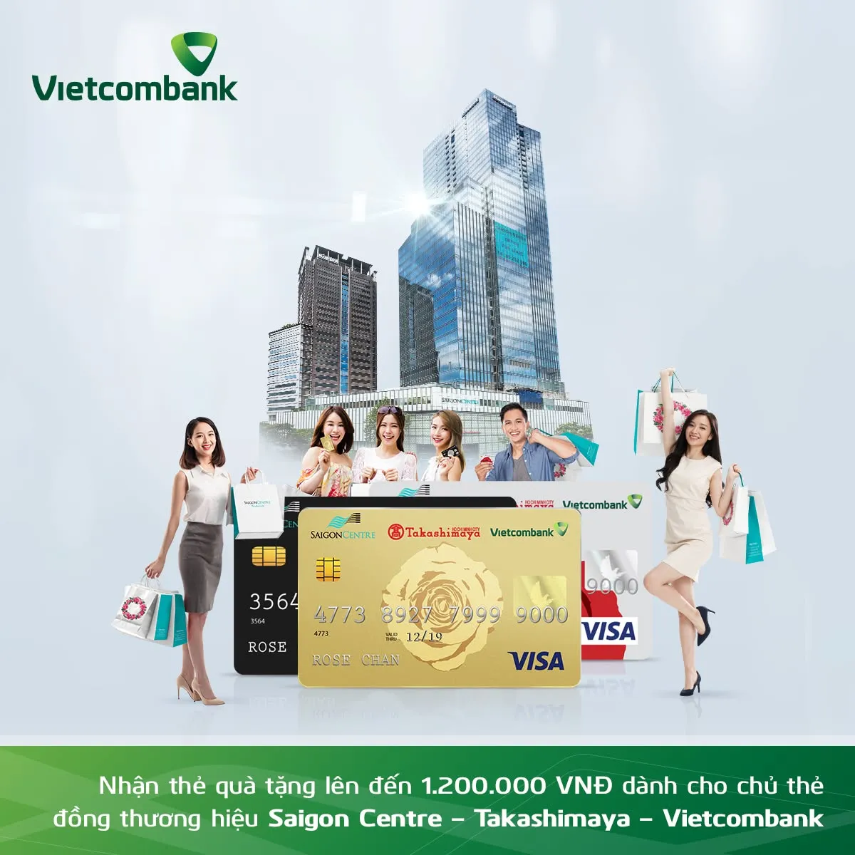 Ưu đãi thẻ tín dụng Thẻ tín dụng Saigon Centre Takashimaya Vietcombank - Trả góp 0% lãi suất, x20 điểm thưởng Takashimaya