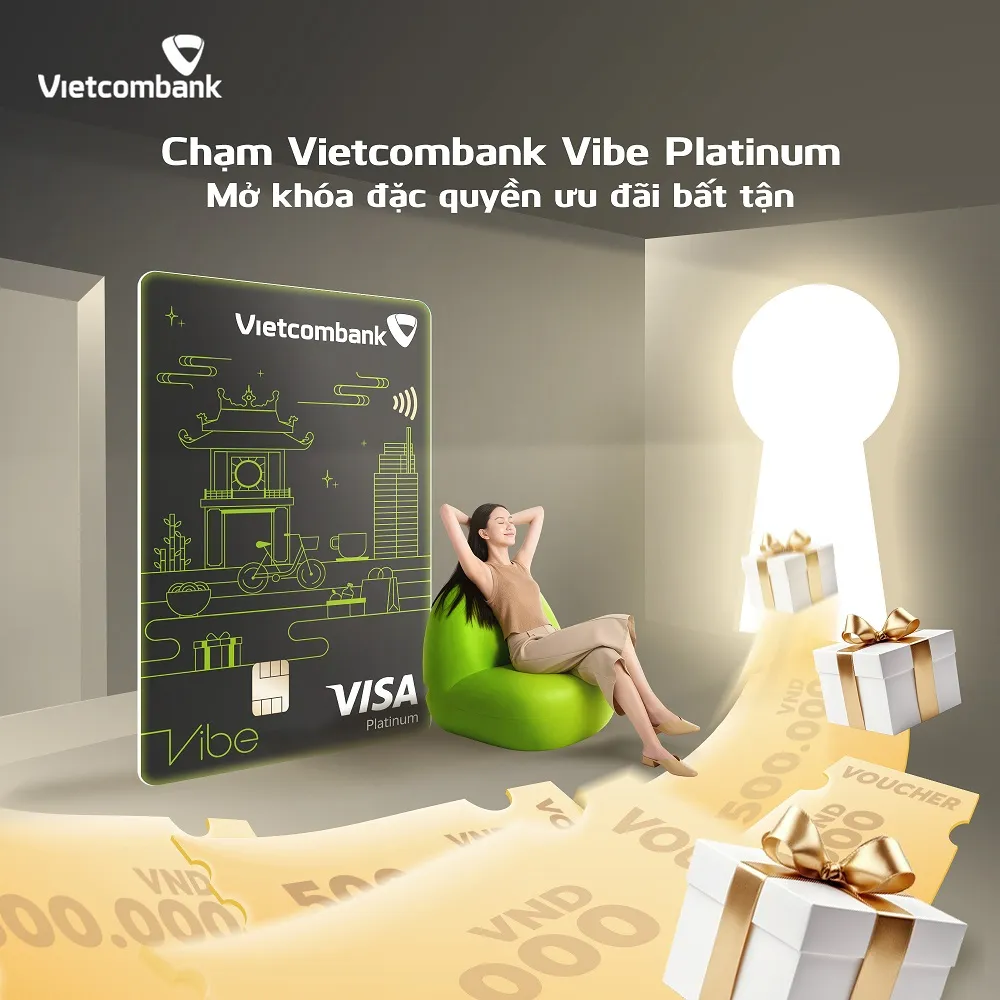 Ưu đãi thẻ tín dụng Thẻ tín dụng vietcombank vibe platinum - Bảo hiểm du lịch đến 11,65 tỷ đồng, Trả góp 0% lãi suất