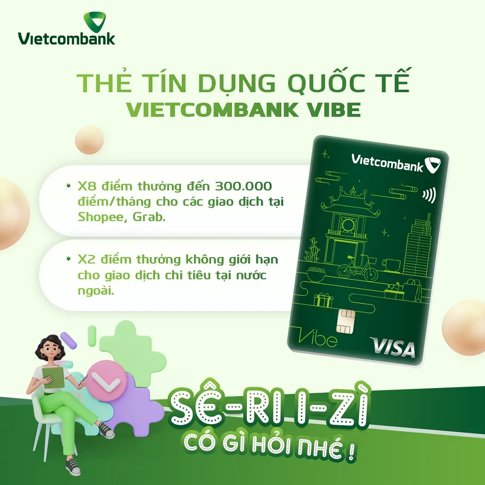 Ưu đãi thẻ tín dụng Thẻ tín dụng Vietcombank Vibe - Trả góp 0% lãi suất, Miễn lãi lên đến 45 ngày
