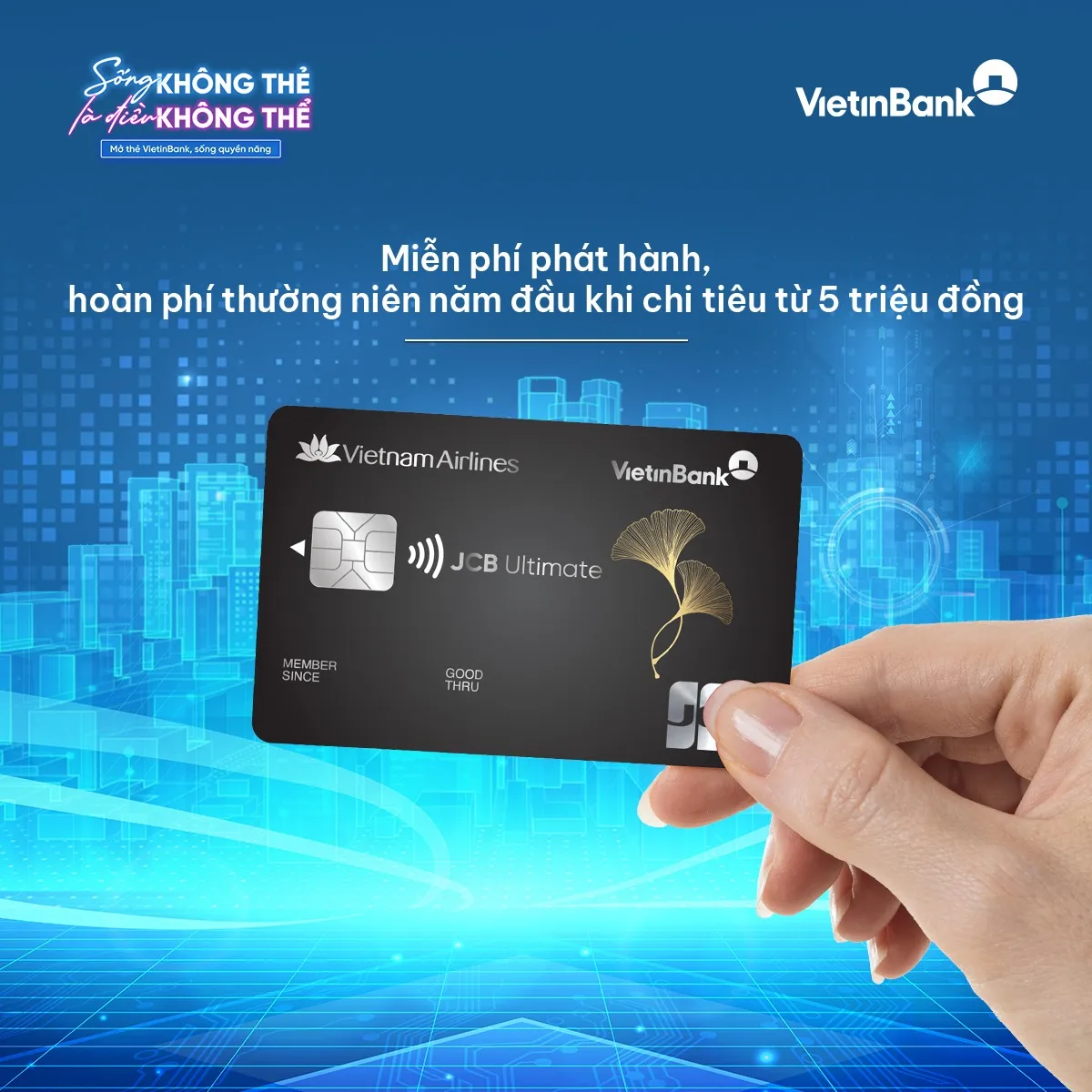 Ưu đãi thẻ tín dụng Thẻ tín dụng VietinBank JCB Credit Ultimate EMV VNA - Miễn phí phòng chờ sân bay, Giảm đến 30% tại nhà hàng