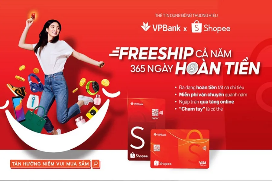 Ưu đãi thẻ tín dụng Thẻ tín dụng VPBank Super Shopee Platinum - Hoàn tiền 10% shopee, Giảm đến 30% tại đối tác