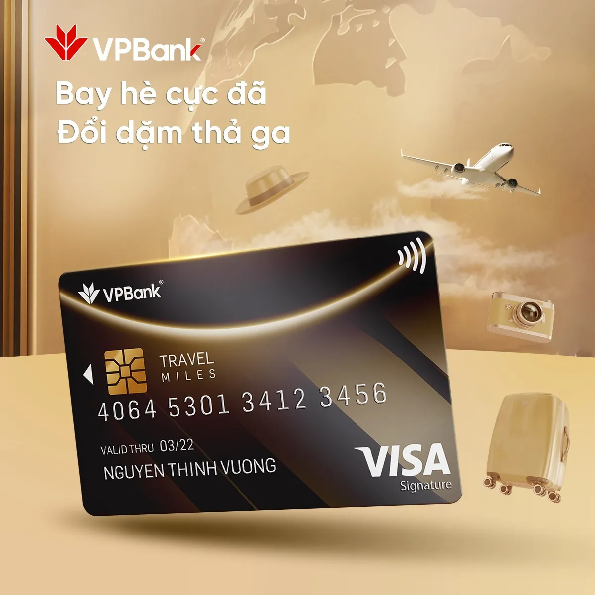 Ưu đãi thẻ tín dụng Thẻ tín dụng VPBank Visa Signature Travel Miles - Tích lũy dặm bay mỗi giao dịch, Giảm đến 30% tại đối tác