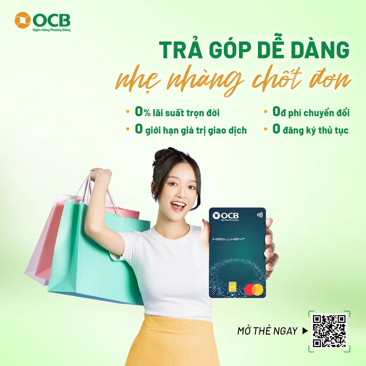So sánh ưu nhược điểm thẻ tín dụng Thẻ tín dụng OCB INSTALLMENT MASTERCARD PLATINUM